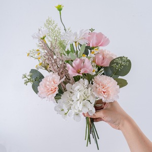 Bouquet de fleurs artificielles Mu Yuxiao, œillets roses et blancs, hortensias, décoration de mariage CF01420 - Product Image 2