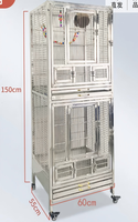 Cage à oiseaux en acier inoxydable durable pour l'extérieur, grande volière industrielle pour perroquets avec plateau mobile