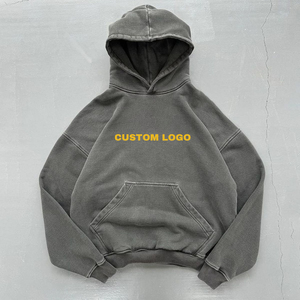 Sweat à capuche homme personnalisé style streetwear Y2K, brodé, 100% coton, coupe ample vintage en tissu éponge, idéal pour l'hiver - Product Image 2