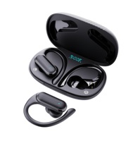 Earphone Bluetooth nirkabel tahan air, earbud kait atas telinga Logo kustom, Earphone Bluetooth nirkabel TWS
