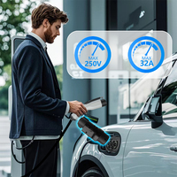 Adaptateur de chargeur de voiture électrique Qiaoyi QYOZM-32 Type1 Type2 Noir Neuf pour la rétrofit/mise à niveau de la sortie CC pour Type2 Électrique
