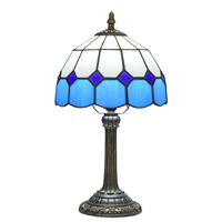 Lampe de table en verre teinté de style méditerranéen bleu, abat-jour de 8 pouces, lampe de chevet, lampe de bureau LED pour la maison et le bureau
