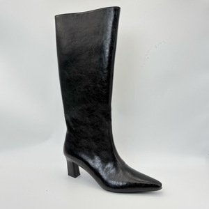 Bottes de cheville à talon épais et fermeture à glissière arrière à tête carrée, style coréen, hiver 2025, noires - Product Image 5
