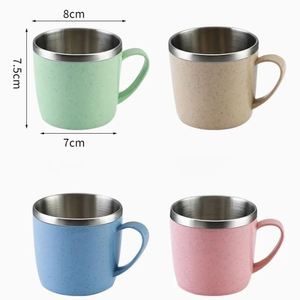 Double Layer Anti-scalding Stainless Steel Cups Plastic Handle <b>Coffee</b> Milk Mug Tea Drinks Water Cup for Home Office Tumbler - Product Image 1