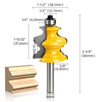 Juego de 5 fresas para molduras de madera de 8 mm de vástago, cortadores de perfil para pasamanos y cantos de gabinetes, venta directa de fábrica Joseph