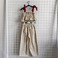 Ensemble personnalisé pour bébé et petite fille, 95% coton, 5% élasthanne, imprimé léopard, haut sans manches et pantalon long, tenue pour filles