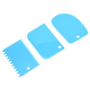 Custom Wholesale High Quality 3 Peces Set Blue Plastic Dough Scraper and Cream Smooth <b>Cake</b> Spatula - Product Image 5