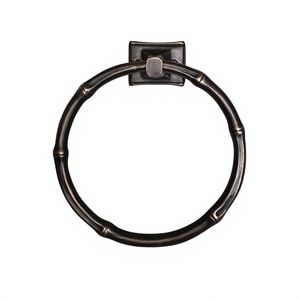 Hand Made Iron Metal Towel Ring Wall Mounted <b>Black</b> Finish Perfect For Home Hotels <b>Bathroom</b> And Washroom <b>Accessories</b> - Product Image 1