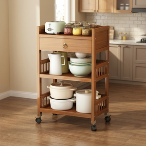 Three-Layer Adjustable Multifunction Modern Bamboo Floor <b>Standing</b> <b>Shelf</b> Storage Rack for Kitchen Supermarket Warehouse - Product Image 2