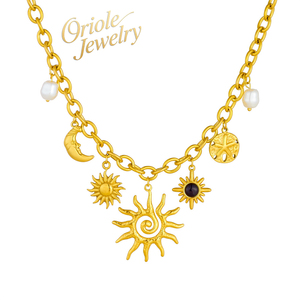<span class=keywords><strong>Collana</strong></span> <span class=keywords><strong>con</strong></span> <span class=keywords><strong>Ciondolo</strong></span> a Catena in Acciaio Inossidabile Placcato Oro Elegante <span class=keywords><strong>con</strong></span> Perla a Forma di <span class=keywords><strong>Luna</strong></span> <span class=keywords><strong>e</strong></span> <span class=keywords><strong>Sole</strong></span> Gioielli alla Moda per Regalo - Product Image 1