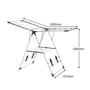 Stendibiancheria Pieghevole Portatile in Acciaio Inox e <span class=keywords><strong>Plastica</strong></span>, Stile Richiudibile per Uso Domestico, Cucina e Guardaroba - Product Image 2