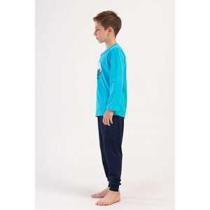 Ensemble de pyjama à manches longues pour garçon avec col et poignets, tissu imprimé confortable, doux et adapté à toutes les saisons, tailles 9/10-15/16 - Product Image 2