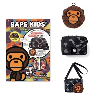 Apêndice Revista Pape Preto Camuflagem Um Ombro Diagonal Bag Monkey Head Magazine Coin Purse Conjunto de duas peças