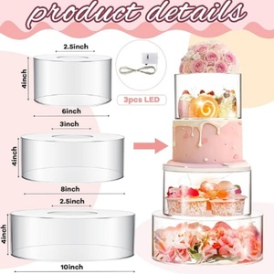 JUST in CASE 3PCS <b>Clear</b> Acrylic <b>Cake</b> Stand Fillable <b>Cake</b> <b>Box</b> Riser Cupcake Tier 77787 Made in China Display Only - Product Image 4