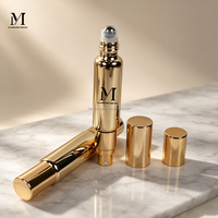 Flacon de parfum 10 ml à double embout (roller et vaporisateur) – Roll-on unique pour huile corporelle avec placage argent et or, sérigraphié
