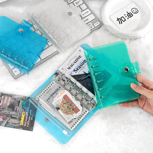 Agenda de hojas sueltas A7, cubierta suave de pvc y pp, 6 orificios, transparente, 6 anillas, álbum de fotos, <span class=keywords><strong>mini</strong></span> tarjetas - Product Image 4
