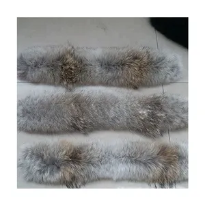 Coyote Cor Natural Real Fur Collar Corte Tiras Para revestimento do Casaco de Capuz De Pele