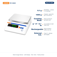 Balance de laboratoire JINGFEI YP-10001 1000g x 0.1g rechargeable avec fonction de comptage – Fournisseur d'usine OEM