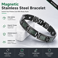 Pulsera de Cadena Magnética de Acero Inoxidable Negro con Incrustaciones Geométricas, Joyería de Moda Unisex