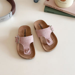 Chaussures d'été pour enfants, nouveau style, sandales <span class=keywords><strong>Birkenstock</strong></span> pour bébés, tongs tendance pour filles, fermeture à boucle, couleur unie - Product Image 3