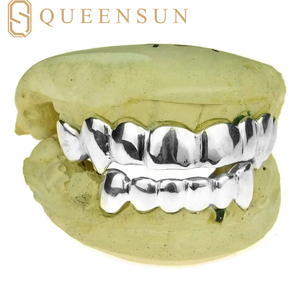 Queensun Fine Jewelry Hip Hop Teeth <span class=keywords><strong>Grillz</strong></span> 925 Sterling Silver Silver Plated Heavy Duty Unisex 5G Weight - Product Image 4