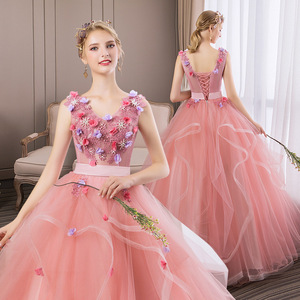 Sweetheart Neckline Ball Gown Dress With 3D Floral Embellishments Chiffon Long Evening Dress For Women Natural Waistline - Product Image 1