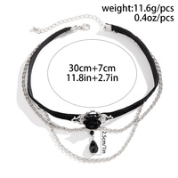 Collar Gargantilla Punk Lolita Negro con Borlas y Cadena para Mujer, Accesorios de Cosplay de Bruja Oscura Gótica, Joyería de Moda para el Cuello