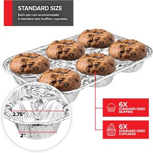 Bandeja de aluminio personalizada de grado alimenticio con 6 cavidades para muffins <span class=keywords><strong>jumbo</strong></span>, tapa de aluminio, proceso blíster, 540ml, apta para <span class=keywords><strong>microondas</strong></span>, a granel - Product Image 1