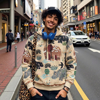 Nouveau Sweat à Capuche Décontracté Tendance Hip Hop avec Motif Anime Tissé, Vêtement Urbain pour Rappeur, Grande Taille Homme, Coupe Oversize