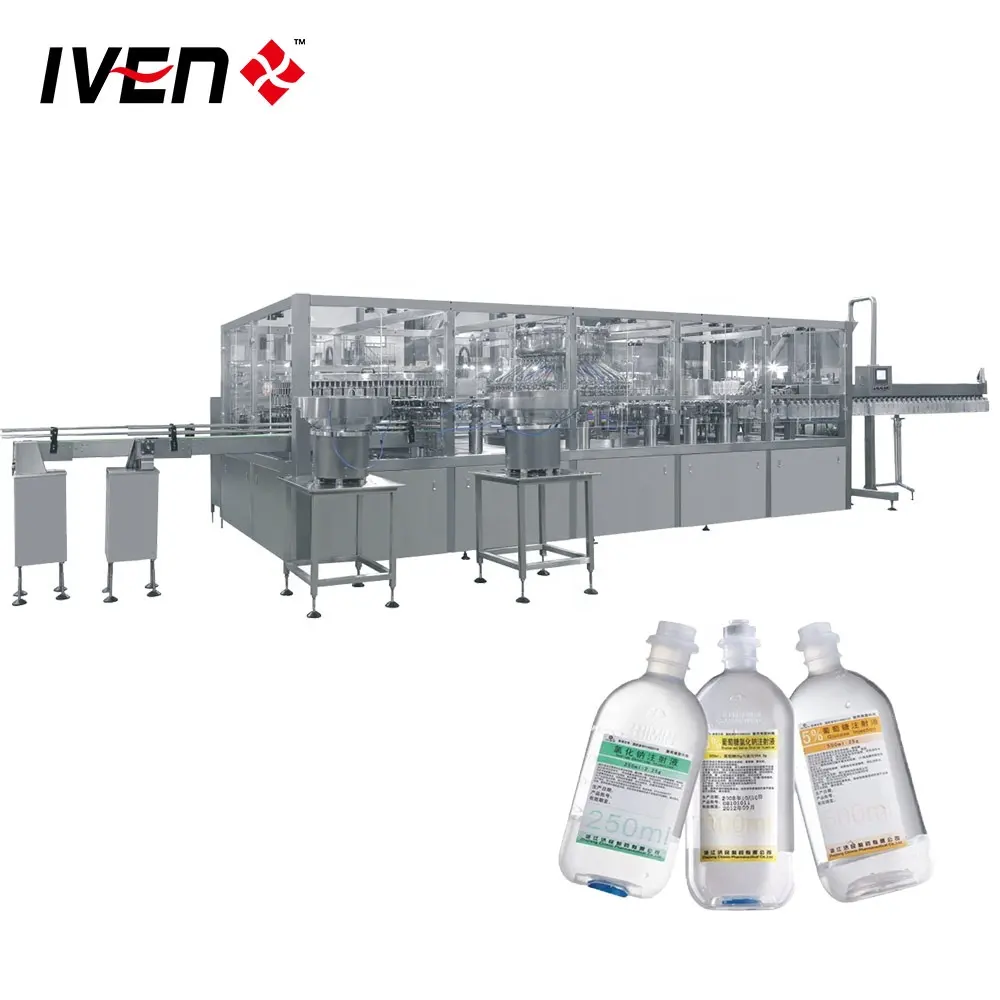 50-1000ML IV Fluide 0.9% Ligne de production de bouteilles de solution saline normale PP Bouteille PP LVP Machine de lavage-remplissage-joint Équipement de remplissage de liquide