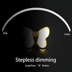 Cute Butterfly Motion <b>Sensor</b> Night <b>Light</b> 3 Colors Dimmable Smart Wireless Magnetic Ambient Lamp USB Rechargeable Cabinet <b>Lights</b> - Product Image 6