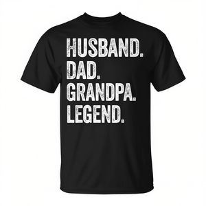 T-shirt graphique vintage vieilli avec motif « Husband Dad Grandpa Legend » - Product Image 2