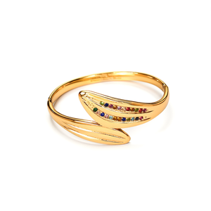 กำไลข้อมือแฟชั่น สแตนเลสสตีล 316L ชุบทอง PVD ประดับด้วยหินหลากสี สำหรับผู้หญิง - Product Image 2