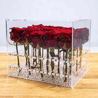 Boîte à fleurs en acrylique transparente, vase à roses en acrylique, support pour 20 tiges avec plateau, décoration florale pour centre de table de réception de mariage