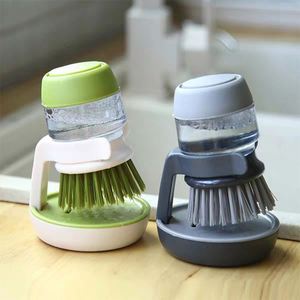 Hot Selling Pressing <b>Cleaning</b> Dish Scrubber Kitchen Soap Dispensing Palm Brush - Product Image 1