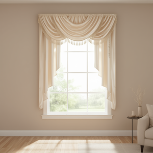 Cortina de cascada de seda sintética color champán de 38x46, elegantes cortinas para decoración de ventanas - Product Image 3