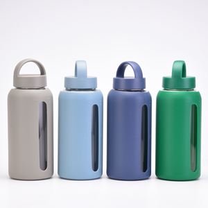 High Quality 800ml Borosilicate Glass Water <b>Bottle</b> with Silicone Sleeve and 2in1 Handle <b>Straw</b> Lid for Outdoor Picnic Water <b>Drink</b> - Product Image 5
