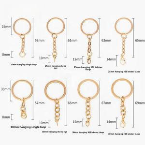 Vente en Gros Anneaux Brisés en Métal Plaqué Or Rose 25mm 30mm avec Chaîne et Fermoir Mousqueton pour Fabrication de Bijoux Porte-clés DIY - Product Image 2