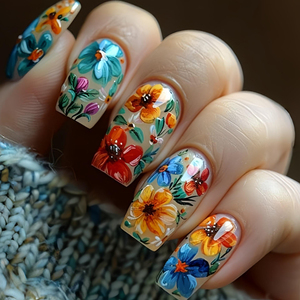 <span class=keywords><strong>Uñas</strong></span> Acrílicas <span class=keywords><strong>de</strong></span> <span class=keywords><strong>Colores</strong></span> <span class=keywords><strong>con</strong></span> Diseño Floral Cuadrado, Cortas y Bonitas, Hechas a Máquina, 24 Piezas, <span class=keywords><strong>Uñas</strong></span> Postizas Tipo Bailarina, Semimanuales, Venta al Por Mayor - Product Image 1