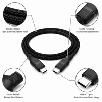 Cable USB C a Tipo C de Nailon Trenzado, Carga Rápida y Transferencia de Datos para Teléfono, Laptop, Tablet, Juegos, OEM, Venta al Por Mayor
