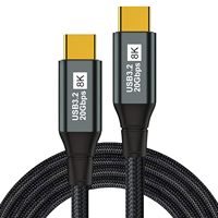 8K 60Hz 20Gbps USB 3,2 Gen 2 100W 20V 5A Carga rápida Tipo-C Transferencia DE DATOS Cable de audio y video para teléfonos móviles Monitor
