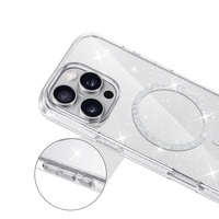 Étui de charge sans fil magnétique à paillettes de luxe pour iPhone 16 15 14 13 12 11 Plus Pro Max couverture antichoc transparente