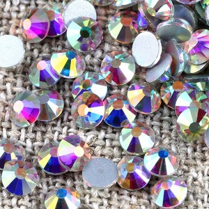 Diamantes de imitación redondos de alta calidad, grado <span class=keywords><strong>a</strong></span> 1,3-8mm, redondos, sin fijación en caliente, <span class=keywords><strong>AB</strong></span>, adhesivos para prendas de vestir, diamantes de imitación brillantes - Product Image 4
