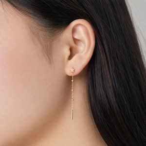 ต่างหูทรงหยดน้ำสตาร์บาร์เชน สแตนเลสสตีล ชุบทอง 14K ด้วยระบบสุญญากาศ - Product Image 5