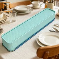 Práctica Caja Rectangular Larga de Metal con Tapa Deslizante Impresa para Guardar Cubiertos, Palillos, Tenedores, Cucharas y Vajilla