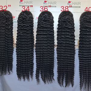 Pelucas frontales de onda profunda de 32 a 40 pulgadas listas para enviar, pelucas de encaje transparente de alta calidad con nudos pequeños - Product Image 2