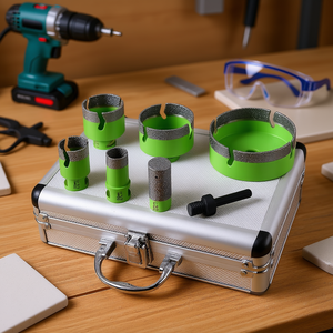 Kit de scies cloches diamantées 25-100 mm, forets à noyau brasés sous vide pour verre, porcelaine, carrelage, céramique, brique - Product Image 2