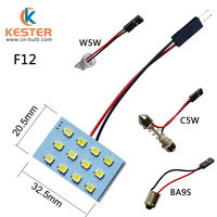 Lampe de lecture à LED T10 W5W pour panneau intérieur de voiture 3528 12smd Ampoule à LED 12v blanche avec C5W BA9S