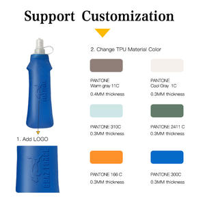 Bouteille d'eau pliable Gbaz Force TPU 500 ml, portable, pour le sport en plein air, bleue, souple, pour la course à pied, adultes - Product Image 5