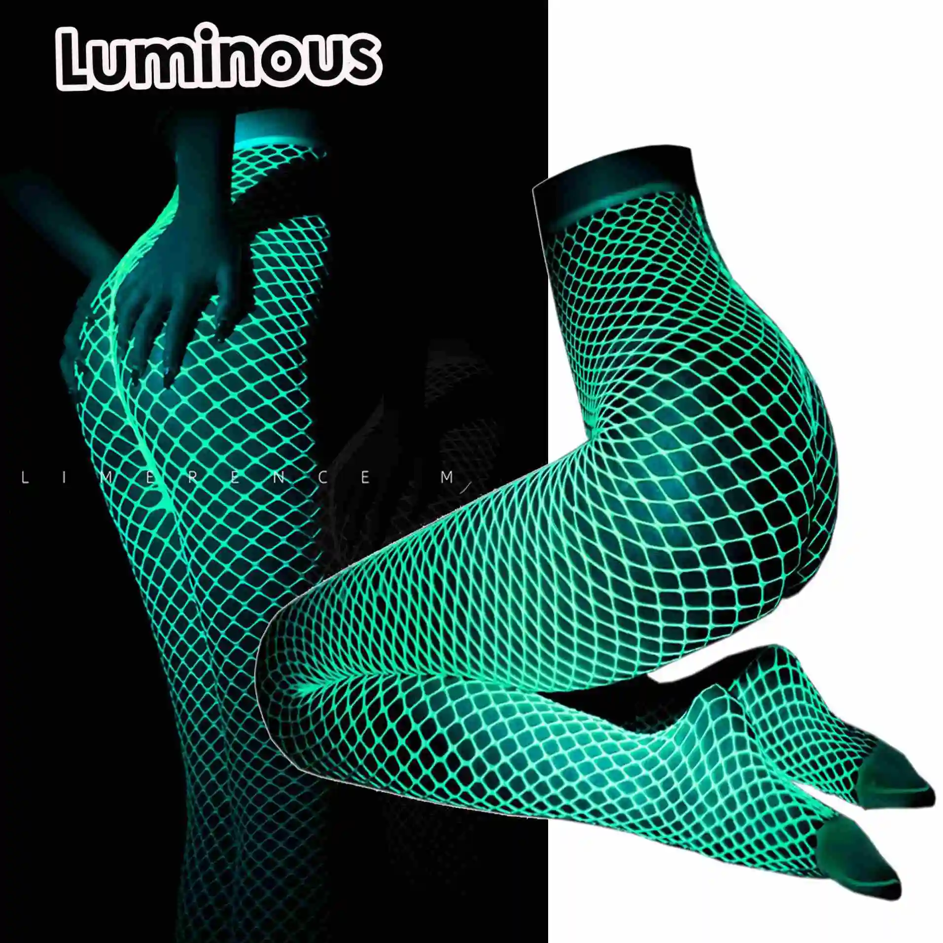 Glow in the dark net socks sexy party Luminous Fishnet pantyhose women stocking tights